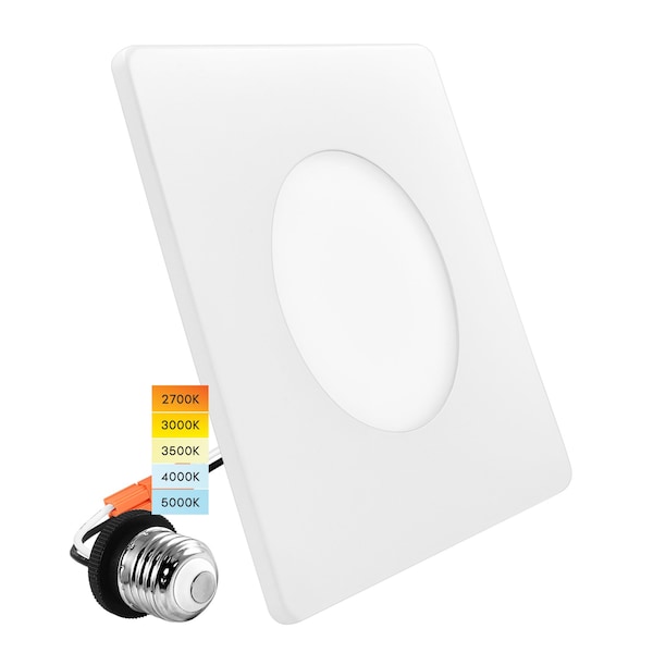 Luxrite 3-4 Inch Square LED Flush Mount & Recessed Light 5CCT 650LM Dimmable J-Box or 4 Recessed Housing LR24980 LR24981-1PK - main